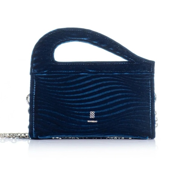 KOORELOO Petite Saline purse clutch in cobalt navy blue velvet crush crest - Picture 3 of 3